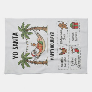 Yo Santa Funny Summer Christmas Tropical Holiday Tea Towel