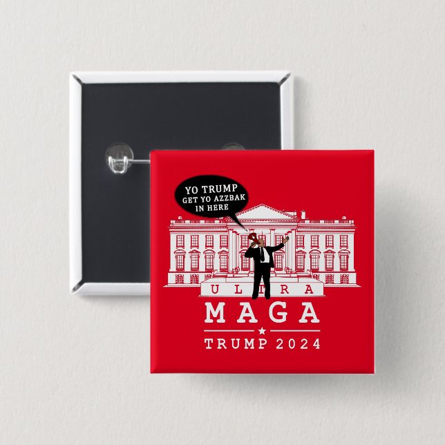  YO TRUMP 2024 WHITEHOUSE 15 CM SQUARE BADGE (Front & Back)