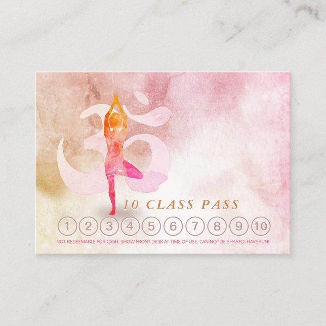 YOGA 10 Class Pass Appointment Meditation Pose Om Card (Front)