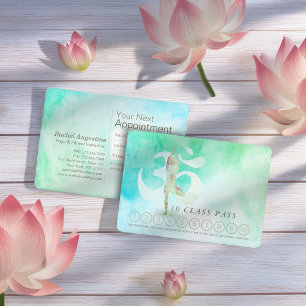 YOGA 10 Class Pass Appointment Meditation Pose Om Card