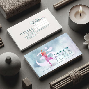 YOGA 10 Class Pass Appointment Meditation Pose Om Loyalty Card