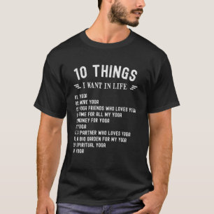 Yoga 10 Things I Want In Life Vintage Retro T-Shirt