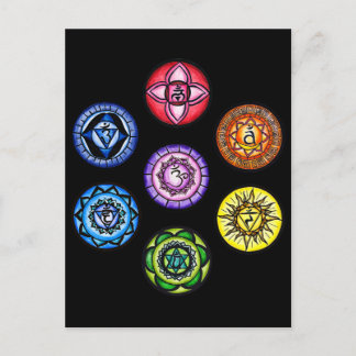 Yoga - 7 Chakras Energy Postcard