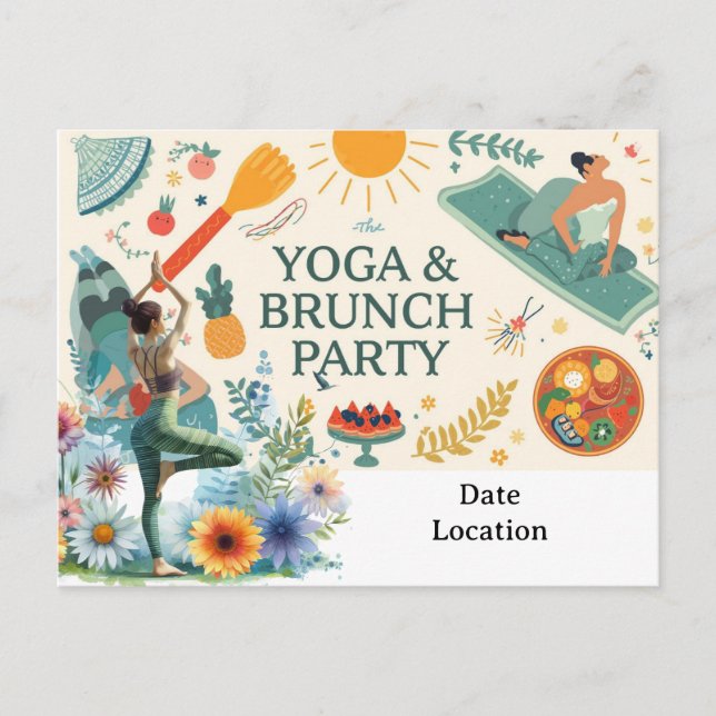 Yoga and Brunch Party invitation  Postcard (Front)