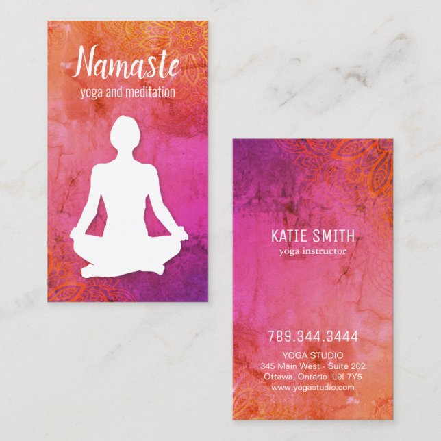 Yoga and Meditation Instructor Business Cards (Front/Back)