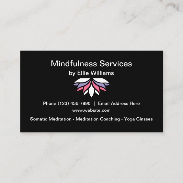 Yoga And Mindfulness Classes Business Card (Front)
