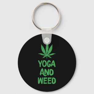 Yoga And Weed Leaf Funny Workout Gym Key Ring
