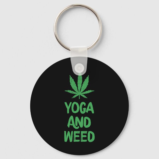 Yoga And Weed Leaf Funny Workout Gym  Key Ring (Front)