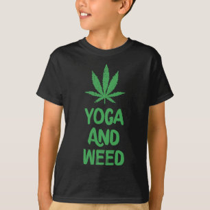 Yoga And Weed Leaf Funny Workout Gym T-Shirt