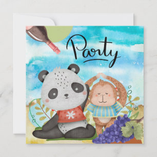 Yoga Animal for Birthday Party  Invitation
