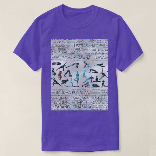 Yoga Asanas Poses Sanskrit Word Art Labradorite on T-Shirt (Design Front)