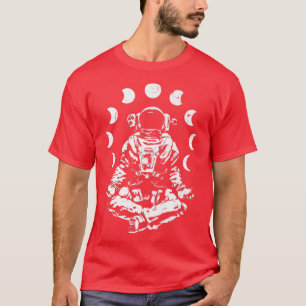 Yoga Astronaut Moon Phase Zen Meditation Lotus Pos T-Shirt
