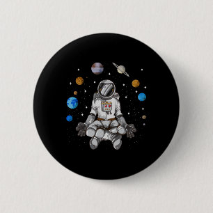 Yoga Astronaut Space Galaxy Planets Meditate Moon 6 Cm Round Badge