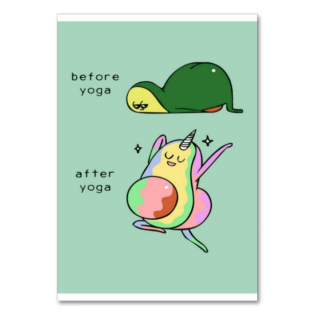 Yoga avocado | holiday gift table number (Front)