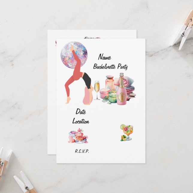 Yoga Bachelorette Party  Invitation (Front/Back In Situ)