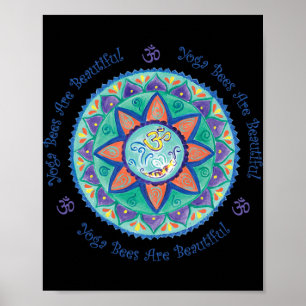 Yoga Bees Om Mandala Poster