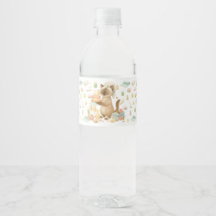 Yoga Birthday Party for Siamese Cat Lovers Water Bottle Label