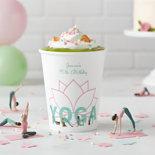 Yoga birthday party paper cups