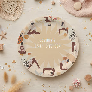Yoga birthday party paper plate