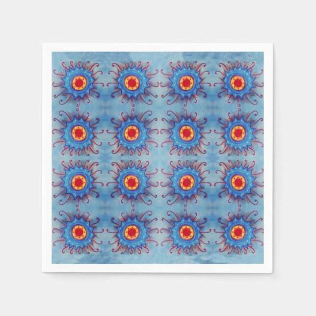 Yoga Blue Mandala Pattern Paper Napkins (Front)