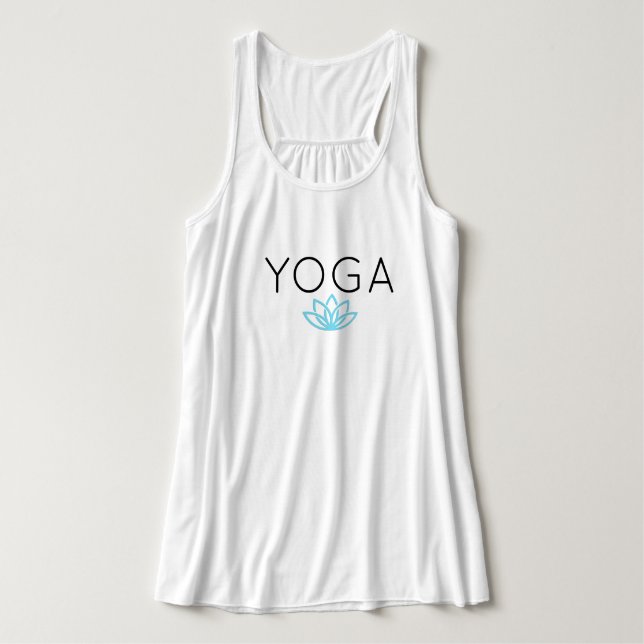 Yoga Blue Simple Lotus Tank (Design Front)