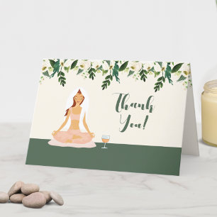 Yoga Bride Mimosa Bridal Shower Thank You Red Hair Card