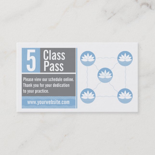 Yoga Business Card 5 Class Pass (Front)