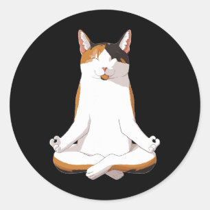 Yoga Calico Cat Classic Round Sticker