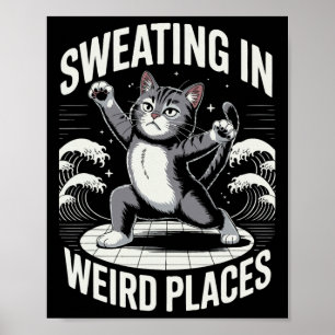 Yoga Cat Aerobics Kitten Sweating In Weird Places Poster