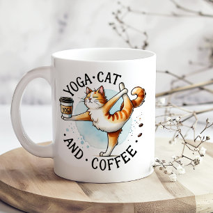 "Yoga Cat and Coffee" Funny  Cat Lover's Coffee Mug