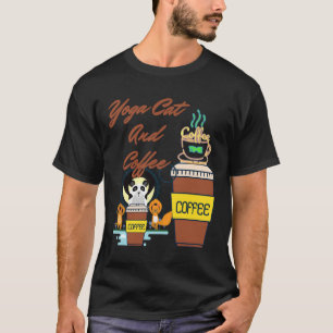 Yoga Cat And Coffee Yoga Cat Coffee Mother Father T-Shirt