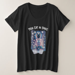 Yoga Cat in Space (dark) Plus Size T-Shirt