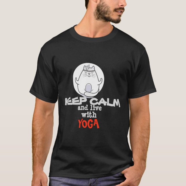 Yoga Cat  Keep Calm Collection T-Shirt (Front)