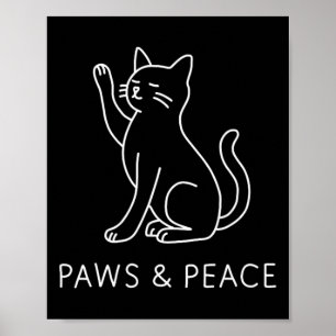 Yoga Cat Line Art - Paws And Peace Motif Poster