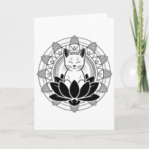 Yoga Cat Lotus Flower Mindfulness Meditation Tee Card