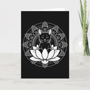 Yoga Cat Lotus Flower Mindfulness Meditation Tee _ Card