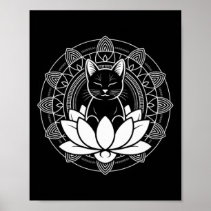 Yoga Cat Lotus Flower Mindfulness Meditation Tee _ Poster