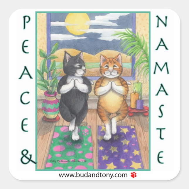 Yoga Cats Bud & Tony Sticker (Front)