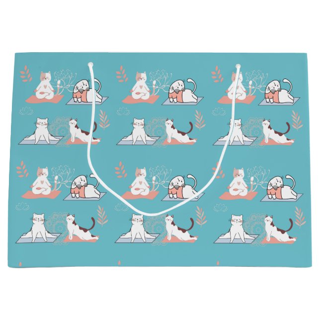 Yoga Cats Large Gift Bag (Front)