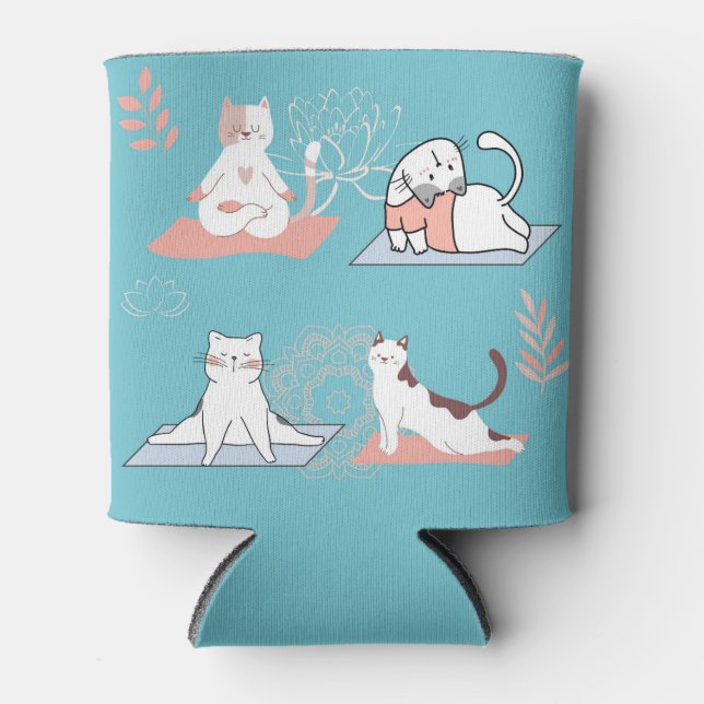 Yoga Cats Lotus Can Cooler (Front)