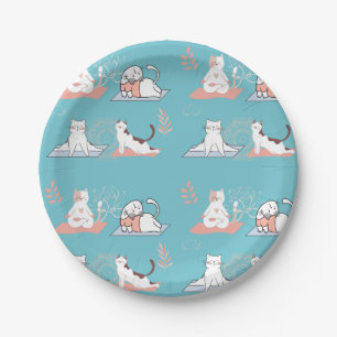 Yoga Cats Lotus Paper Plate