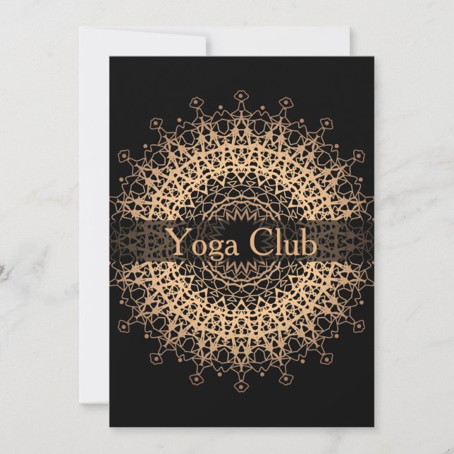 Yoga Centre, yoga, sports, mandala, Golden mandala Invitation (Front)