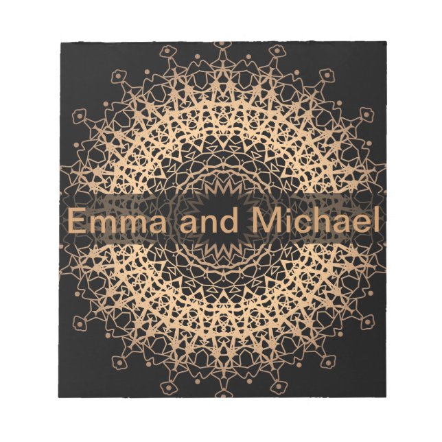 Yoga Centre, yoga, sports, mandala, Golden mandala Notepad (Front)