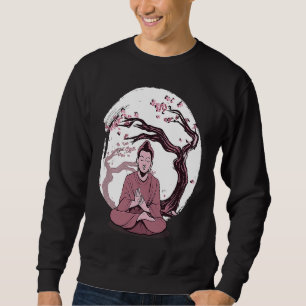 Yoga cherry blossom tree meditate Japanese writing Sweatshirt
