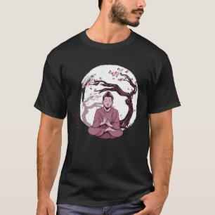 Yoga cherry blossom tree meditate Japanese writing T-Shirt