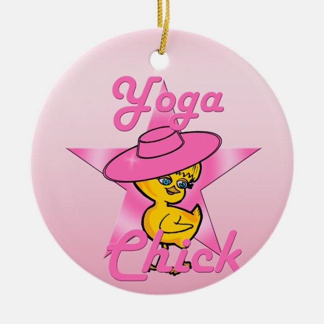 Yoga Chick #8 Ceramic Tree Decoration (Front)