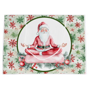 Yoga Christmas Santa Claus instructor Large Gift Bag