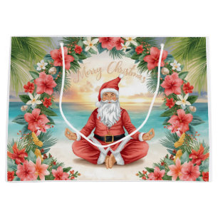 Yoga Christmas Santa Claus instructor Large Gift Bag