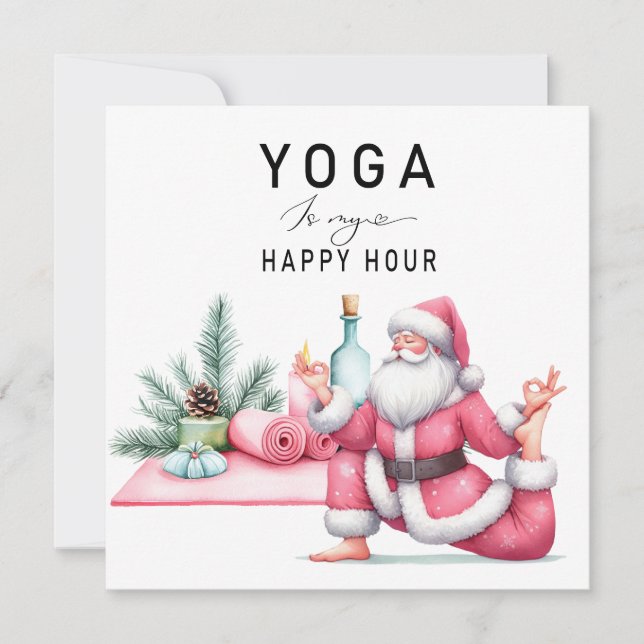 Yoga Christmas Santa Claus Posing  Holiday Card (Front)
