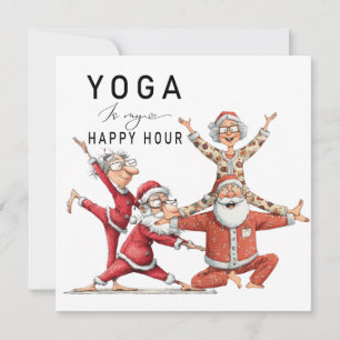 Yoga Christmas Santa Claus Posing  Holiday Card